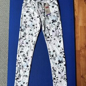 Levi's Black and White Skinny Jeans with Floral Print Juniors Size 12